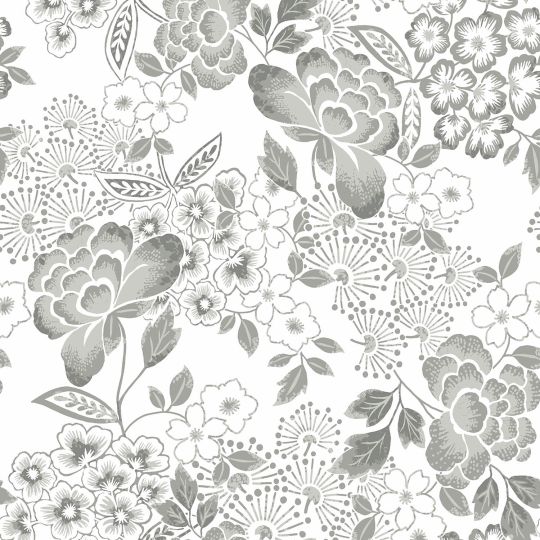 Papier Peint intissé Fleurs Tropicales gris - HAPPY - LUTÈCE - FD26303