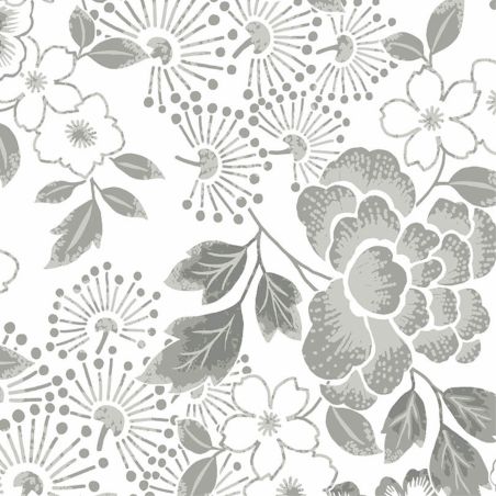 Papier Peint intissé Fleurs Tropicales gris - HAPPY - LUTÈCE - FD26303