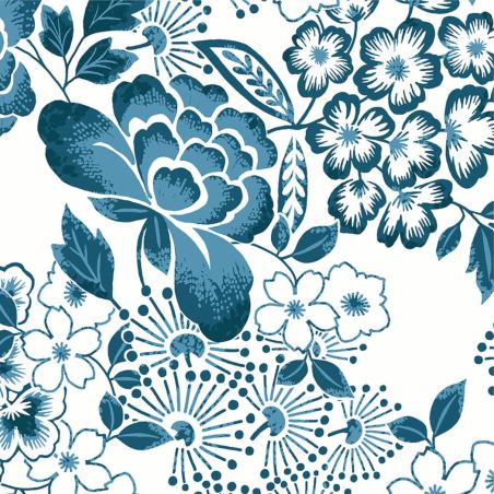 Papier Peint intissé Fleurs Tropicales bleu - HAPPY - LUTÈCE - FD26304