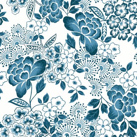 Papier Peint intissé Fleurs Tropicales bleu - HAPPY - LUTÈCE - FD26304