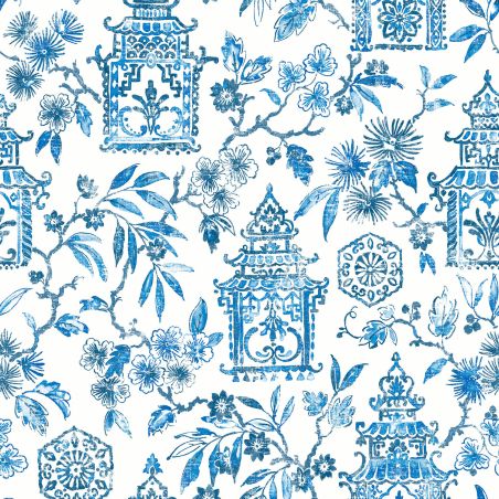 Papier Peint intissé Imprimé Temple bleu - HAPPY - LUTÈCE - FD26310