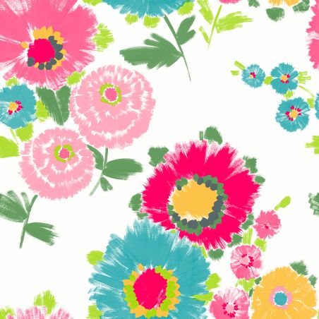 Papier Peint intissé Dahlia fuchsia et bleu - HAPPY - LUTÈCE - FD26326