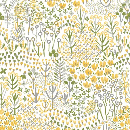 Papier Peint intissé Prairie Naïve jaune moutarde - HAPPY - LUTÈCE - FD26348