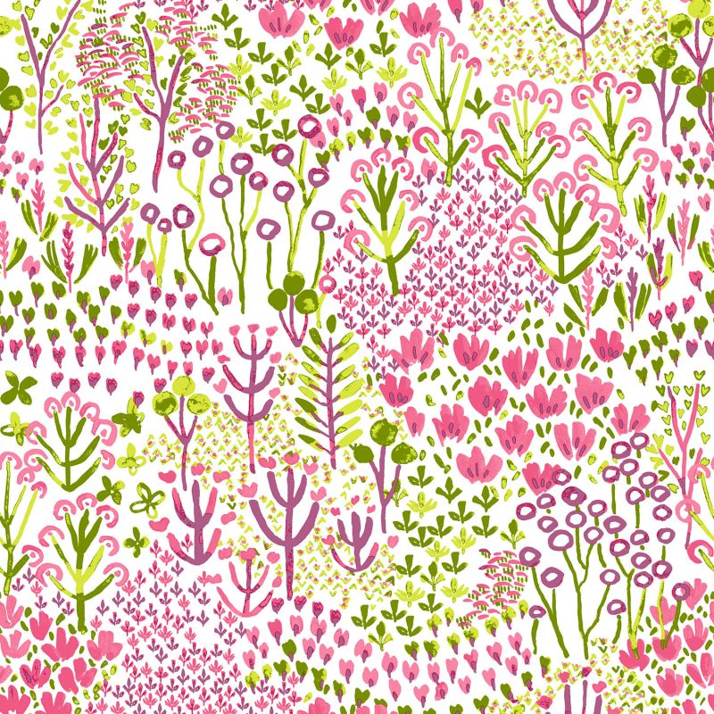 Papier Peint intissé Prairie Naïve rose et vert - HAPPY - LUTÈCE - FD26349