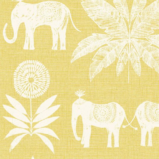 Papier Peint intissé Éléphants Indiens jaune - HAPPY - LUTÈCE - FD26434
