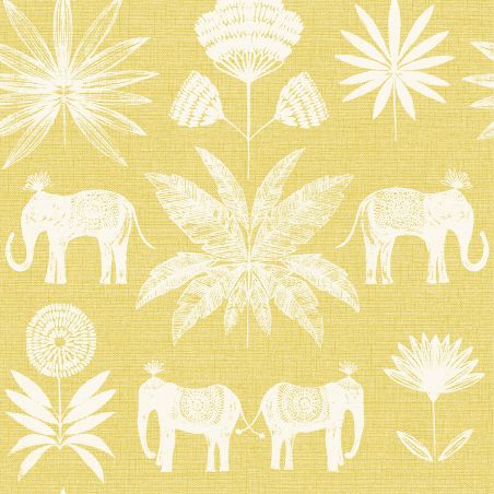 Papier Peint intissé Éléphants Indiens jaune - HAPPY - LUTÈCE - FD26434