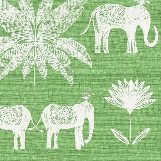 Papier Peint intissé Éléphants Indiens vert - HAPPY - LUTÈCE - FD26435