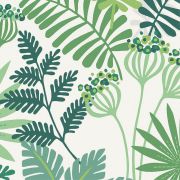 Papier Peint intissé Herbier Tropical Naïf vert et blanc - HAPPY - LUTÈCE - FD26448