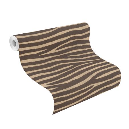 Papier peint intissé Peau de Zèbre beige et marron - African Queen - Rasch - 751741