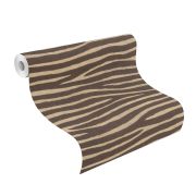 Papier peint intissé Peau de Zèbre beige et marron - African Queen - Rasch - 751741