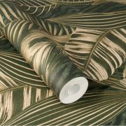 Papier peint intissé Camouflage Tropical vert et or - African Queen - Rasch - 751826