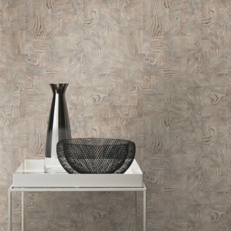 Papier peint intissé Mosaïque Bois beige - African Queen - Rasch - 751635