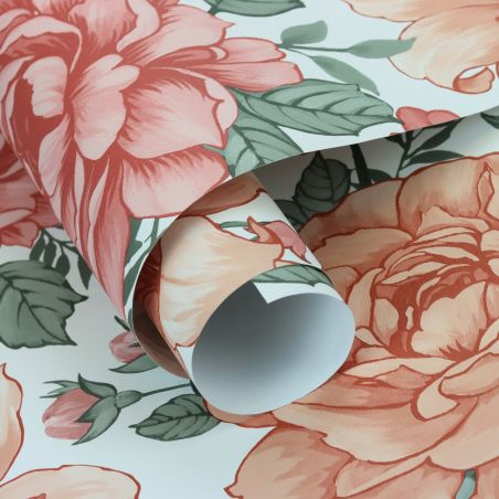 Papier peint intissé Bouquet rose et vert - Bambino XIX - Rasch - 252422