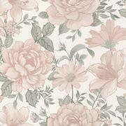 Papier peint intissé Bouquet rose et vert pastel - Bambino XIX - Rasch - 252439