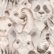 Papier peint intissé Doudou du Zoo gris - Bambino XIX - Rasch - 252538