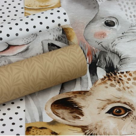 Papier peint intissé Doudou du Zoo gris et beige - Bambino XIX - Rasch - 252521