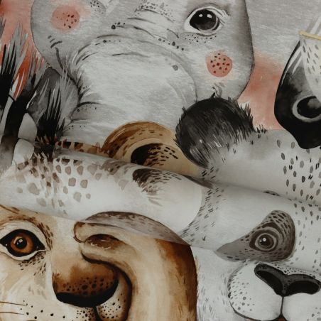 Papier peint intissé Doudou du Zoo gris et beige - Bambino XIX - Rasch - 252521