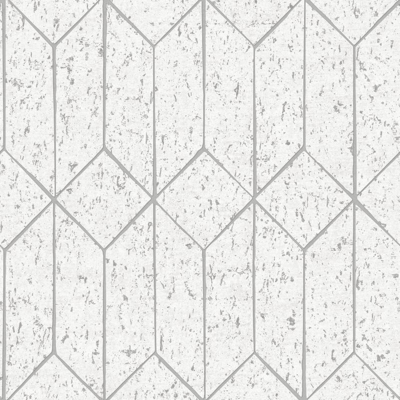 Papier peint intissé Hayden Géométrique blanc argenté - Harry - Lutèce - DL26700