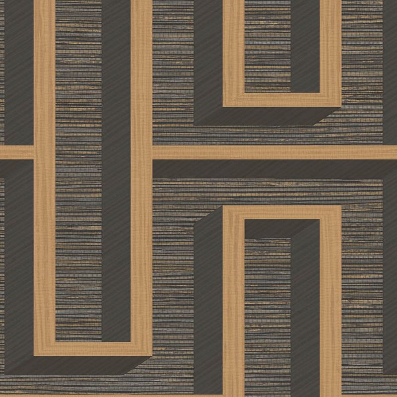 Papier peint intissé Henley Labyrinthe noir et or - Harry - Lutèce - DL26722