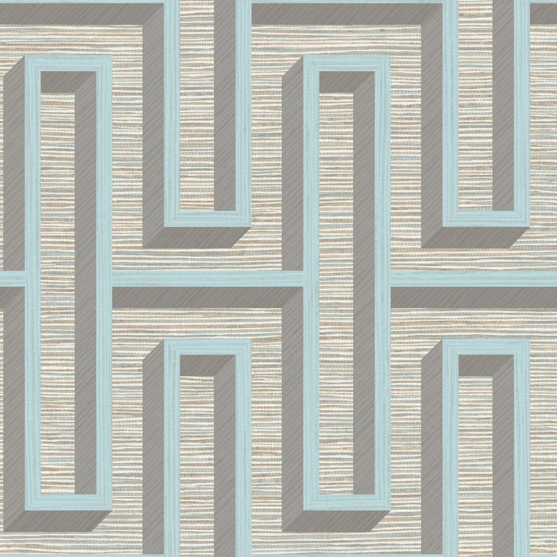 Papier peint intissé Henley Labyrinthe bleu clair et taupe - Harry - Lutèce - DL26724