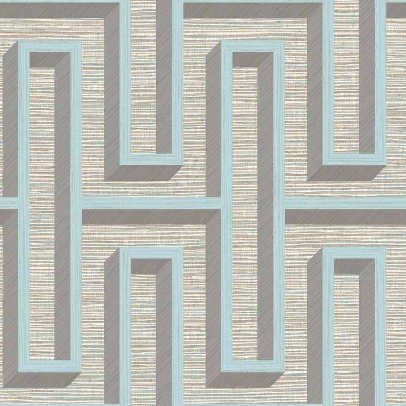 Papier peint intissé Henley Labyrinthe bleu clair et taupe - Harry - Lutèce - DL26724