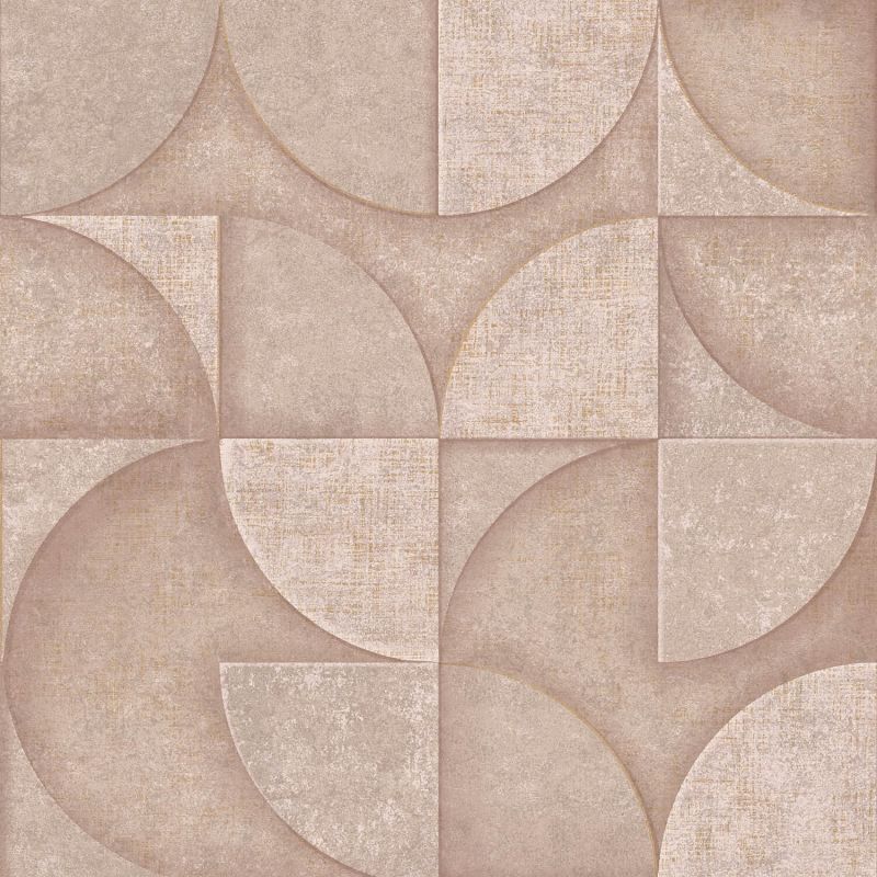 Papier peint intissé Addison cercle minéral vieux rose et cuivre - Harry - Lutèce - DL26748