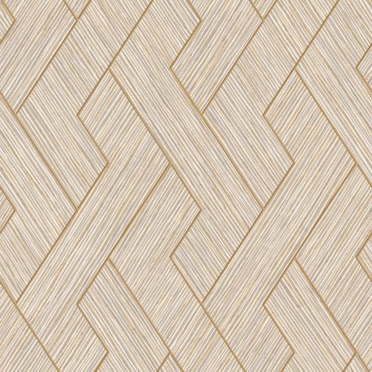 Papier peint intissé Ember paille graphique beige et doré - Harry - Lutèce - DL26730