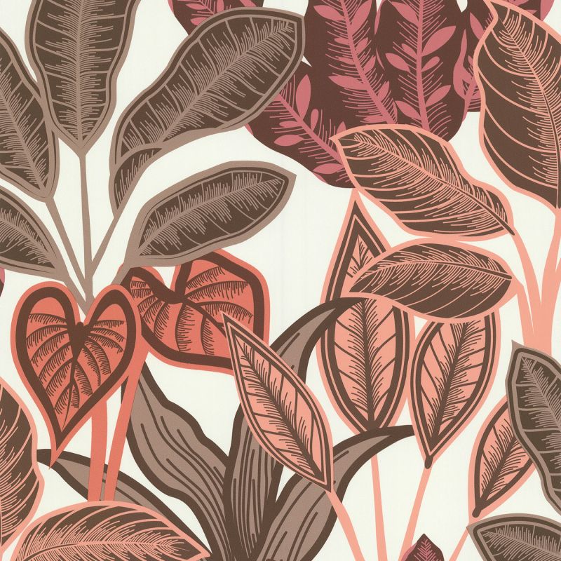 Papier peint intissé Arbre du Voyage rose marsala et taupe - Dolce Vita - Lutèce - 11230303