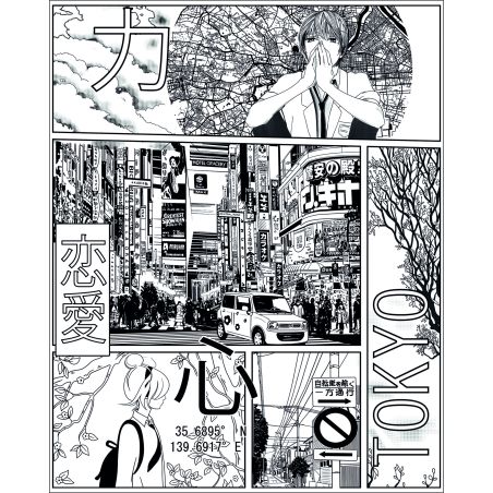 Panoramique intissé Manga World noir - 200X250cm - PIMP MY WALL - Caselio - PMW105219005