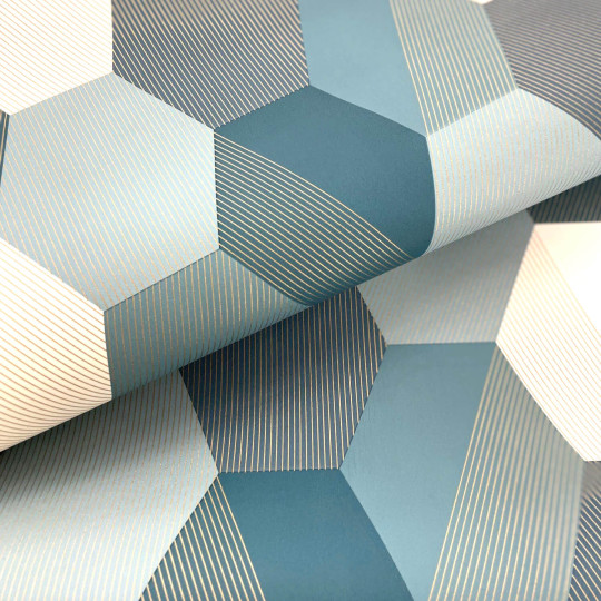 Papier peint Hexagon bleu...