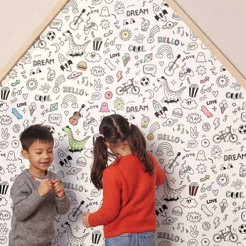 Papier peint intissé A Vos Crayons - Les Minis Mondes - Caselio - MNM105829090