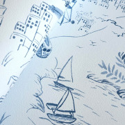 Papier peint intissé Paysage Littoral Bateaux bleu - Tartine et Chocolat - Lutèce - 36230301