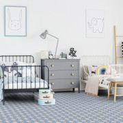 Sol PVC - Alma Peps - carreaux de ciment fleur bleu, gris blanc - Booster - GERFLOR - rouleau 2M