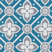 Sol PVC - Alma Peps - carreaux de ciment fleur bleu, gris blanc - Booster - GERFLOR - rouleau 2M