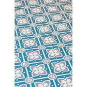 Sol PVC - Alma Peps - carreaux de ciment fleur bleu, gris blanc - Booster - GERFLOR - rouleau 2M