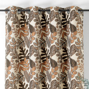 Rideau à œillets Isis caramel, noir et blanc crème - 140x250cm - Linder - 1935-50-375