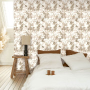 Papier peint intissé Royal Lily beige ficelle - Soliflore - Casadeco - SOLI200261303