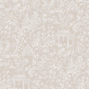 Papier peint intissé Toile de Jouy Japonais taupe - Jardin Secret - Lutèce - G78512