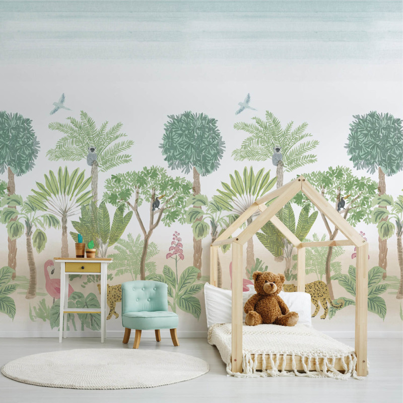 Panoramique intissé Jungle naïve vert - 159X280cm - Les Aventures - Lutèce - 51242204