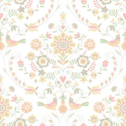 Papier peint intissé Britt médaillon printanier pêche - Délicatesse - Lutèce - FD26514