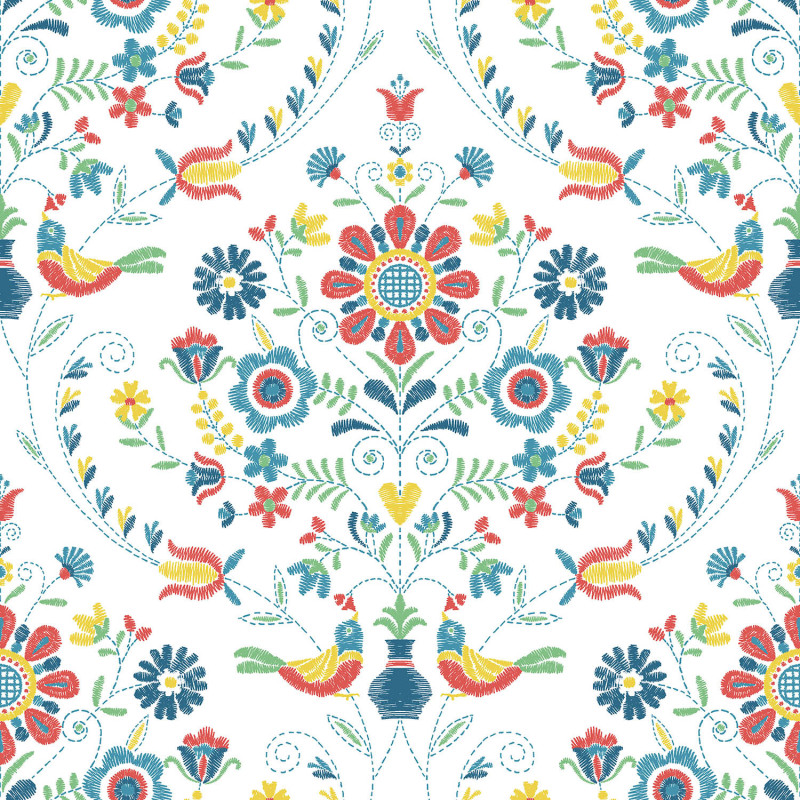 Papier peint intissé Britt médaillon printanier rouge - Délicatesse - Lutèce - FD26512