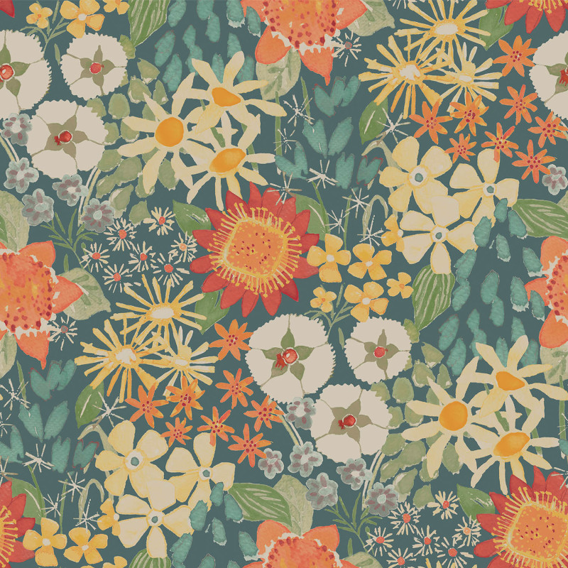 Papier peint intissé Karina fleur orange et beige - Délicatesse - Lutèce - FD26520