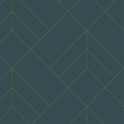 Papier peint intissé Sander géométrique bleu ardoise et or - Délicatesse - Lutèce - FD26546