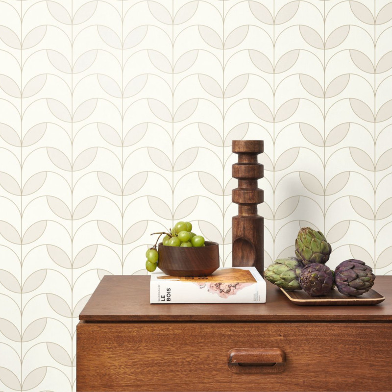 Papier peint intissé Mistinguett beige lin - Années Folles - Casadeco - ANFO201021502