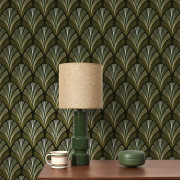 Papier peint intissé Folies St-James vert olive - Années Folles - Casadeco - ANFO201057873