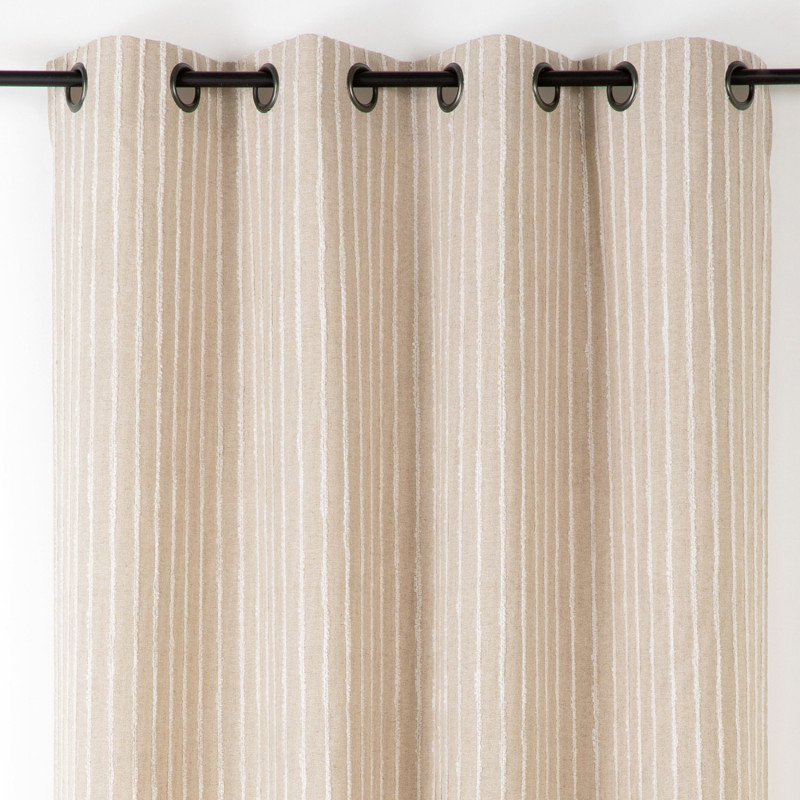 Rideau voilage à œillets Priscilia lin beige et blanc - 140x265cm - Linder - 524-29-375