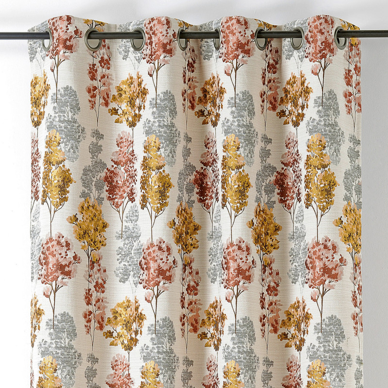 Rideau à œillets Sylvae corail et jaune - 140x260cm - Linder - 1934-35
