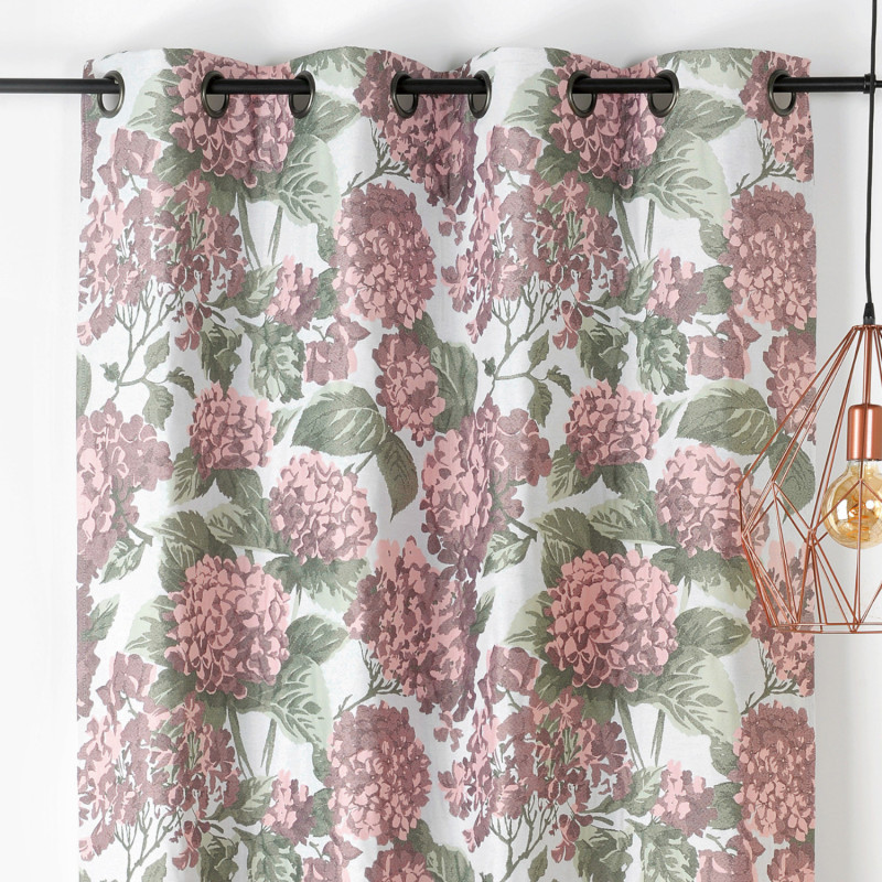 Rideau à œillets Hortensia rose dragée blanc et vert - 140x240cm - Linder - 1448-60-10200-375