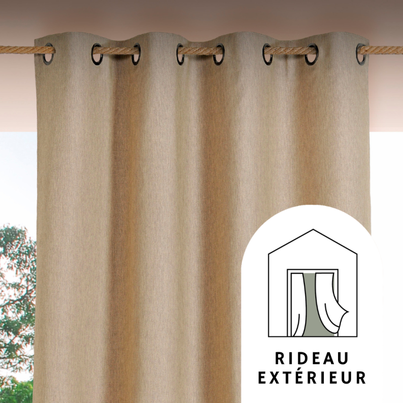 Rideau à œillets extérieur Rooftop sable chiné - 140x265cm - Linder - 1706-18-375