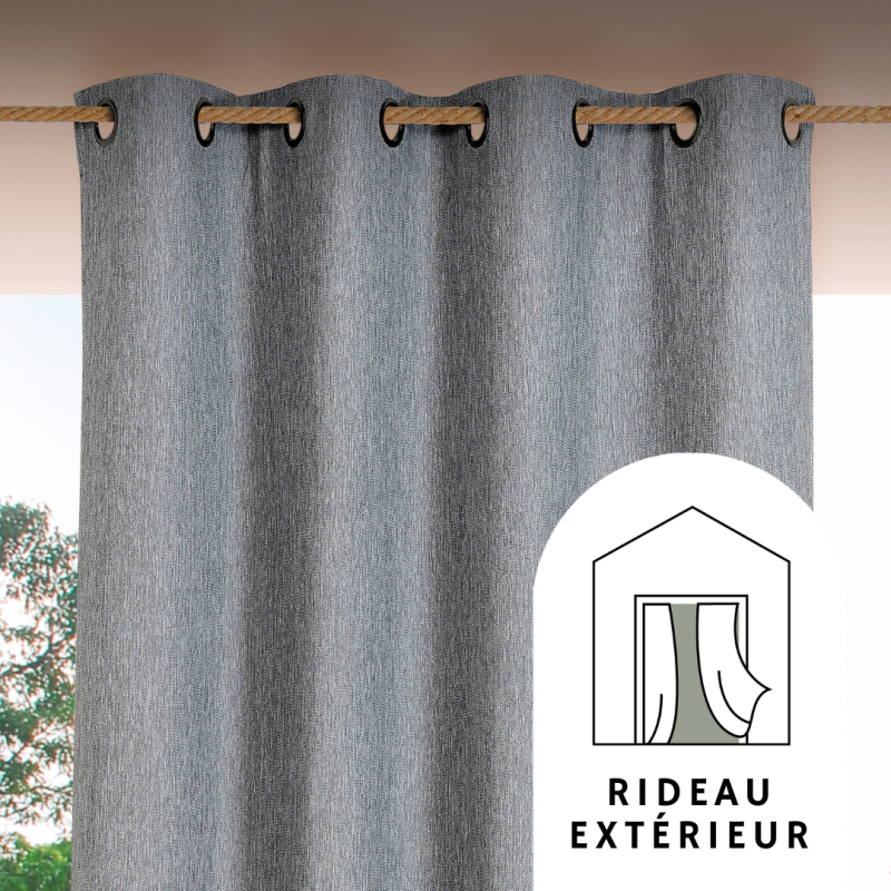 Rideau à œillets extérieur Rooftop gris basalte - 140x265cm - Linder - 1706-19-375